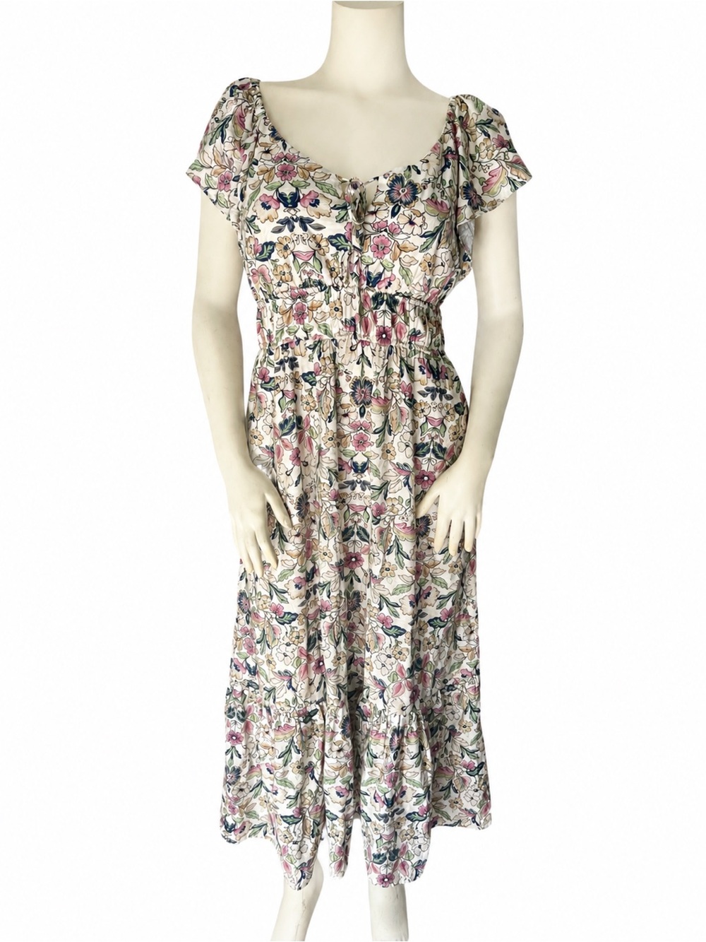 Rachel Zoe Midi Dress Prairie Milkmaid Floral Coquette Coastal Cowgirl Size Med